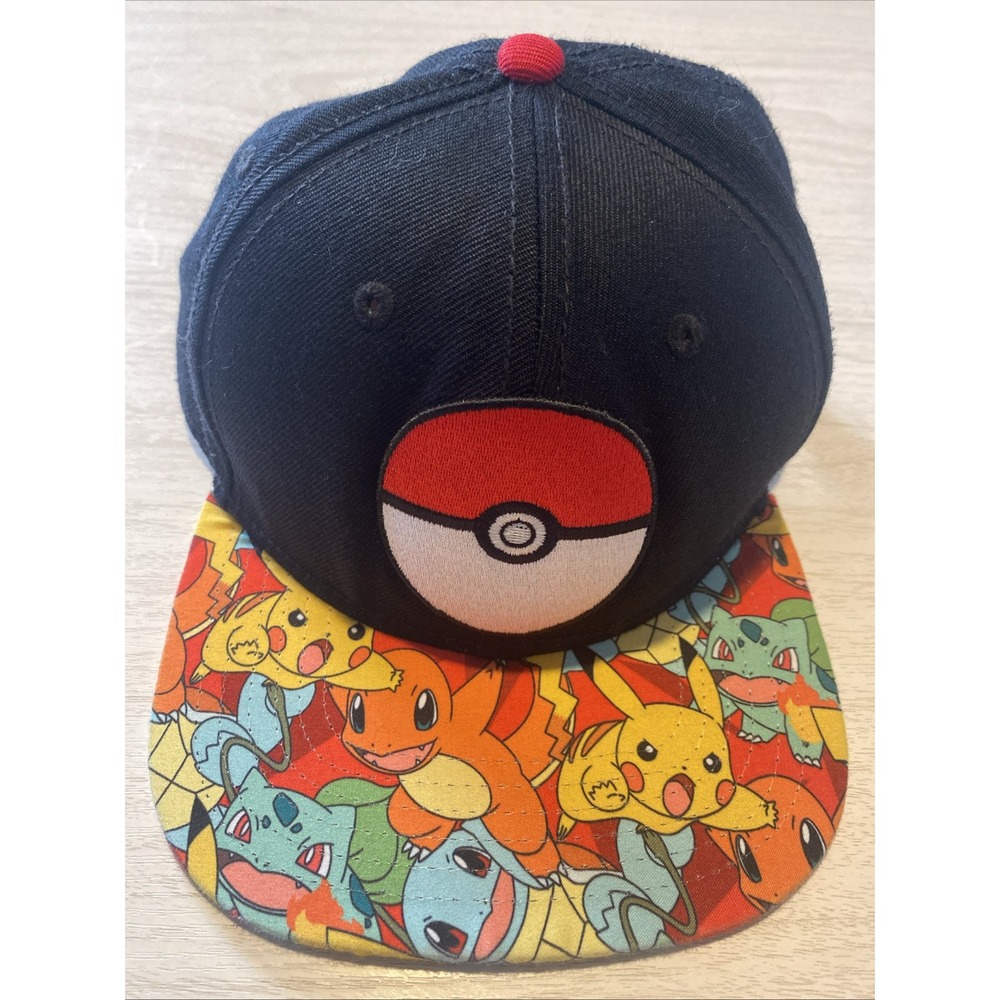 Pokemon‎ Hat Pokeball All Over Bill Snapback Baseball Cap Hat Wool Blend OSFA